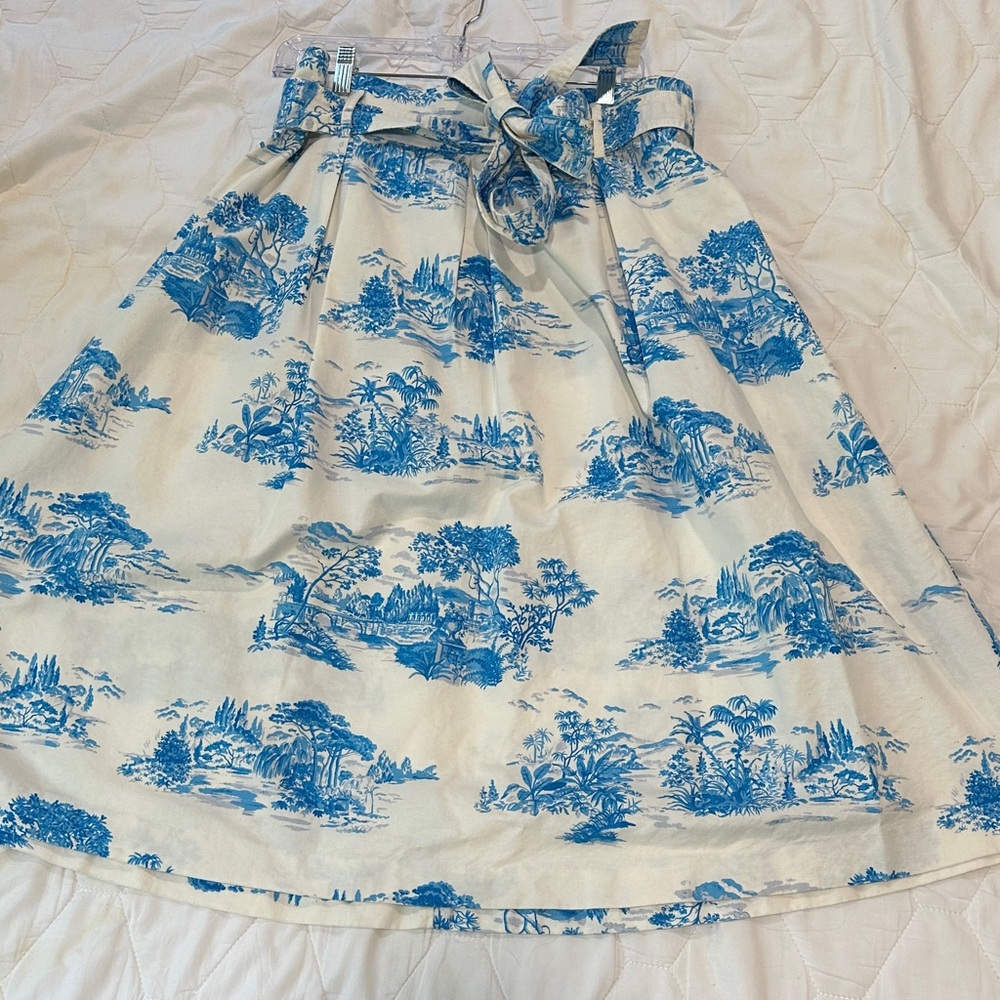 Ann Taylor Toile Midi Skirt with Belt